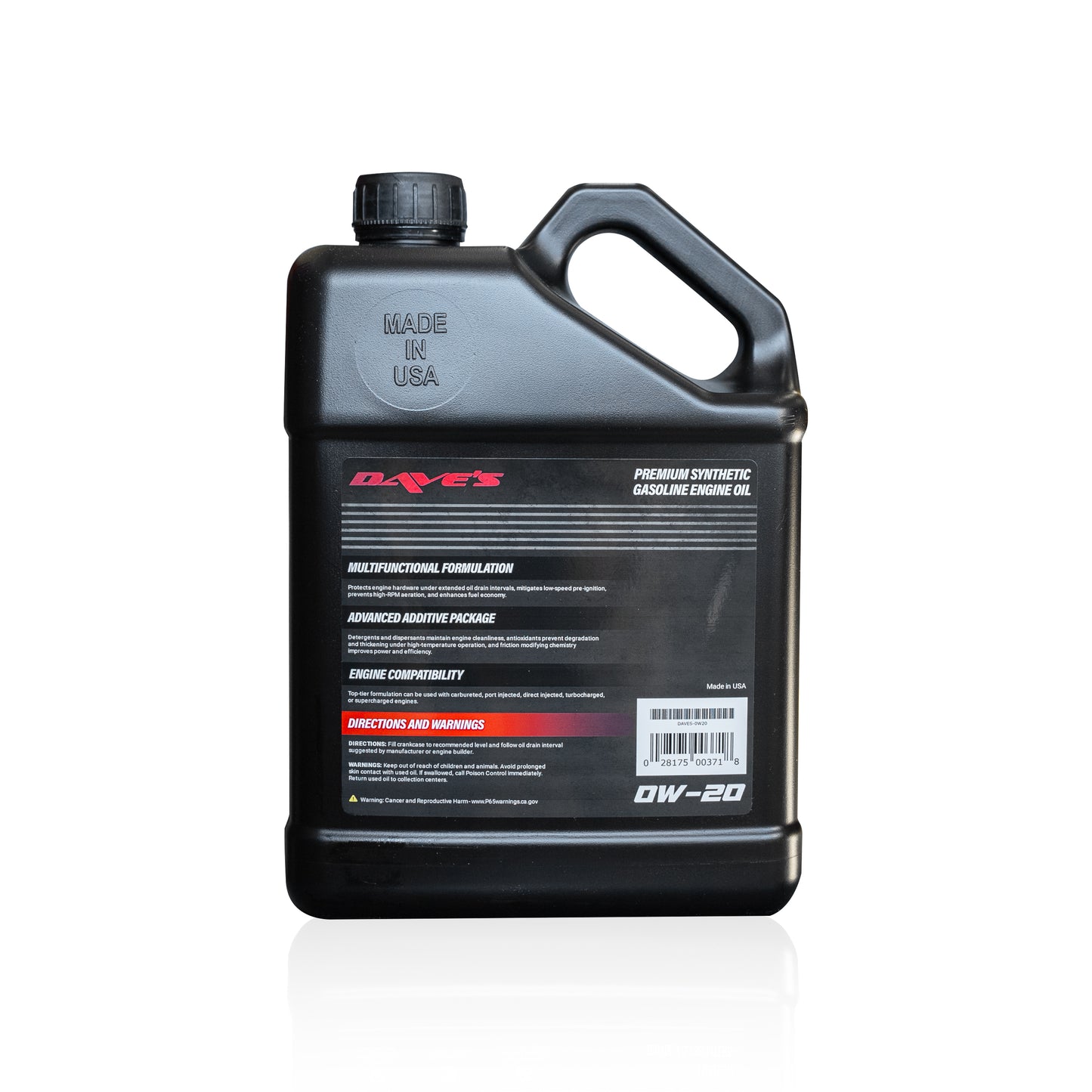 Premium synthetic gasoline engine oil 0W-20 (1 gallon)