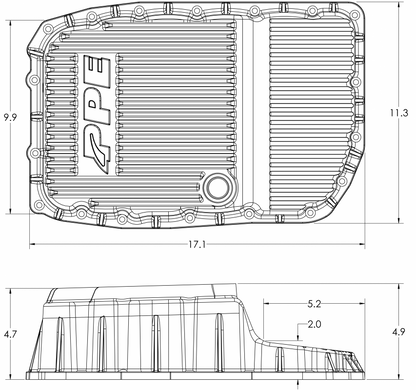 2007-2020 GM w/ 6L80 Heavy-Duty Cast Aluminum Transmission Pan Brushed
