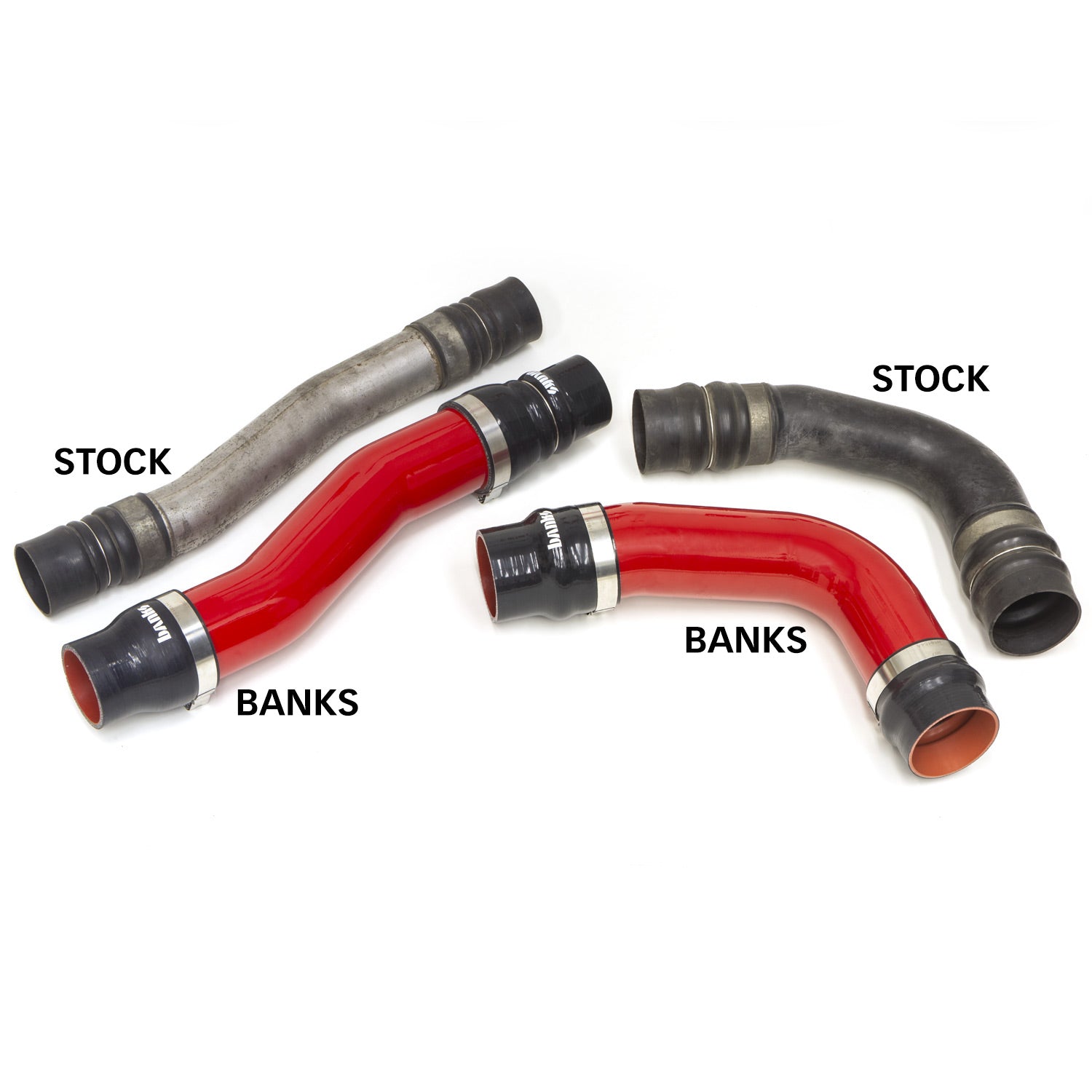 Boost Tube Kit Red Powdercoat 2010-12 Ram 6.7L OEM Replacement Boost Tubes Banks Power