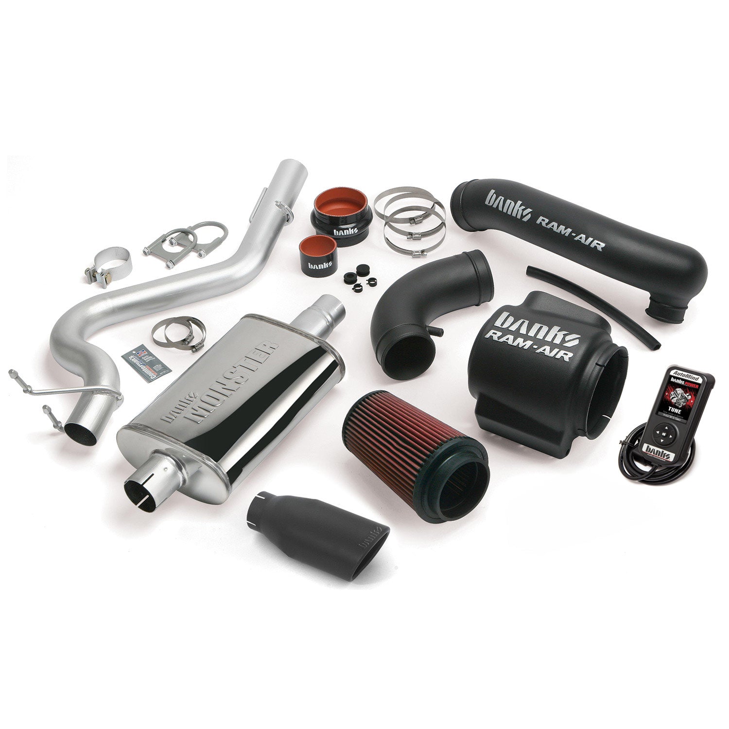 Monster Exhaust System Single Exit Turndown 87-01 Jeep 4.0L Cherokee XJ Banks Power main image 0
