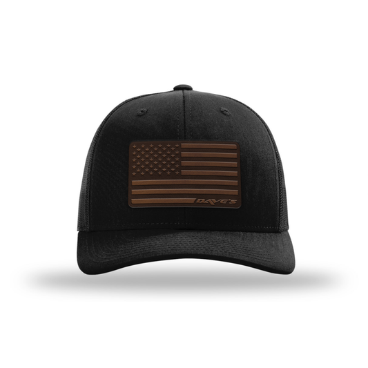 Daves Leather Patch Flag Trucker Hat