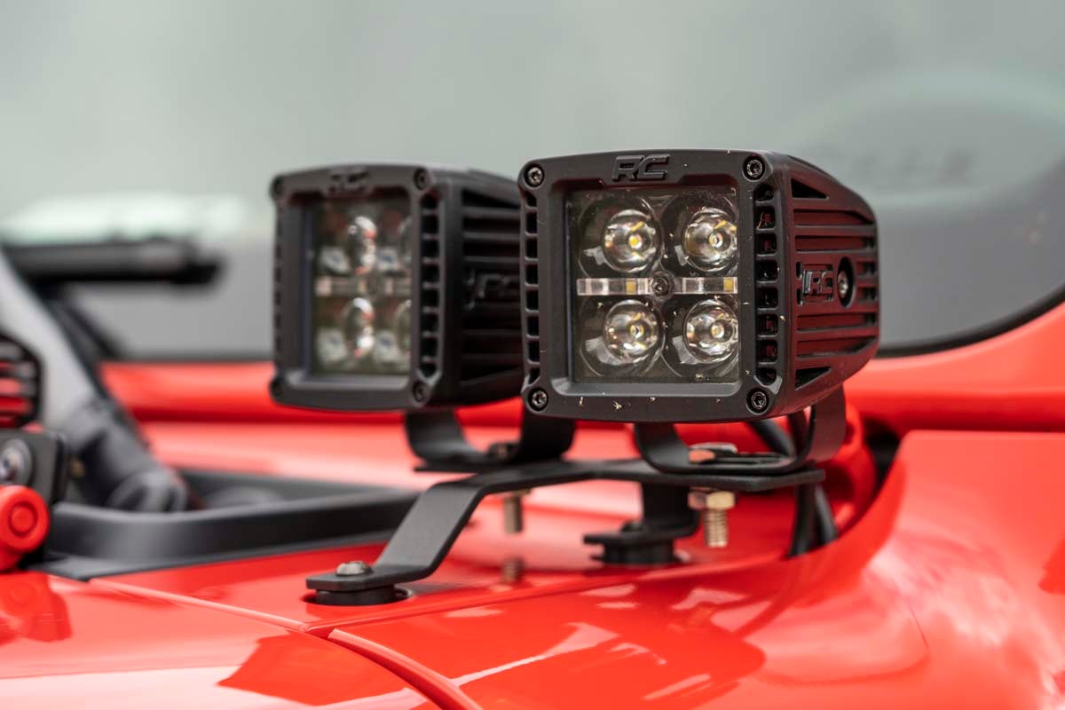 LED Light Kit | Quad | Cowl Mount | 2" Black | Amber DRL | Jeep Gladiator JT/Wrangler JL (18-24)