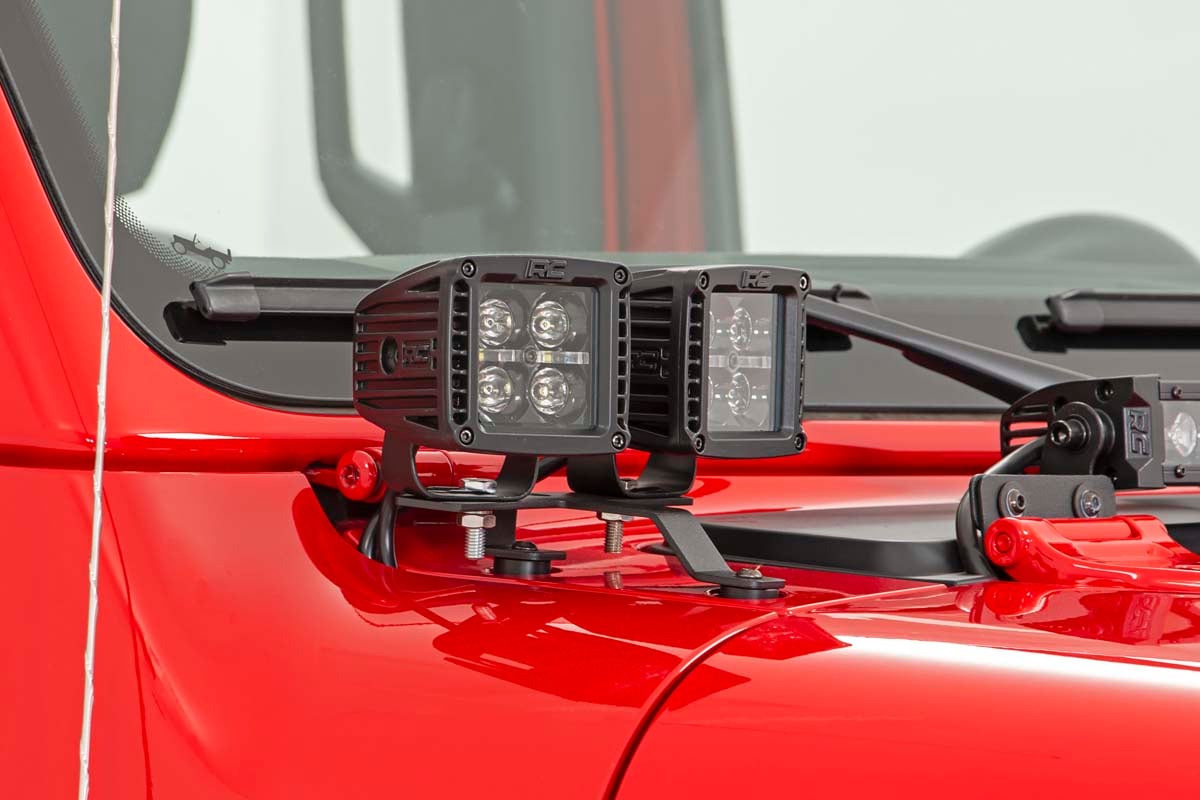 LED Light Kit | Quad | Cowl Mount | 2" Black | Amber DRL | Jeep Gladiator JT/Wrangler JL (18-24)