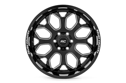 Rough Country 96 Series Wheel | One-Piece | Gloss Black | 20x10 | 5x5 | -19mm